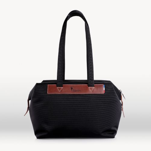 Sac cabas zippé 46 cm Noir/Tabac