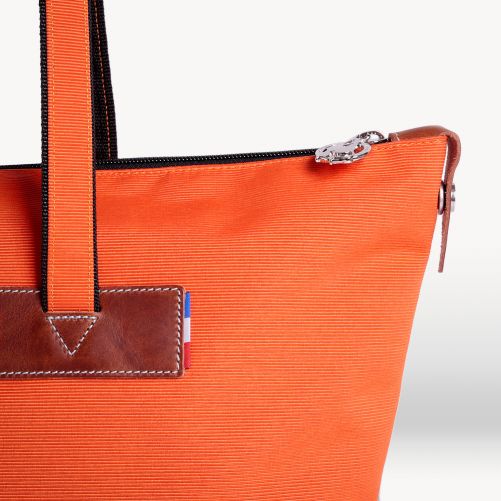 Sac cabas zippé  46 cm  Orange/Tabac