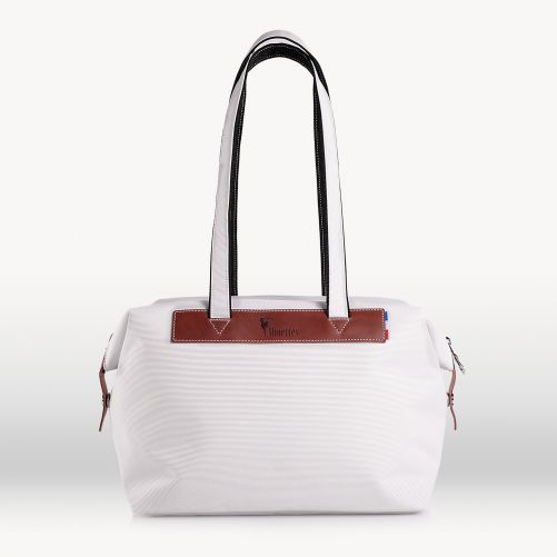 Sac cabas zippé  46 cm Blanc/Tabac