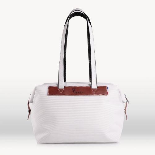 Sac cabas zippé  46 cm Blanc/Tabac