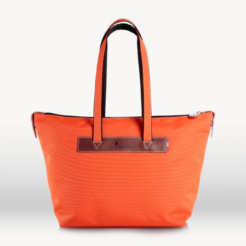 Sac cabas zippé  46 cm  Orange/Tabac