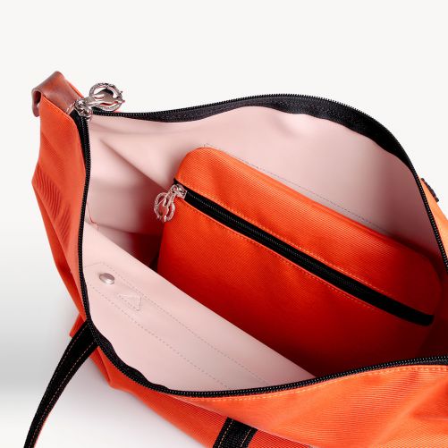 Sac cabas zippé  46 cm  Orange/Tabac