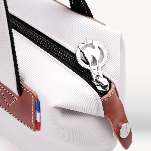 Sac cabas zippé  46 cm Blanc/Tabac