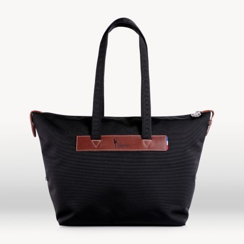 Sac cabas zippé 46 cm Noir/Tabac